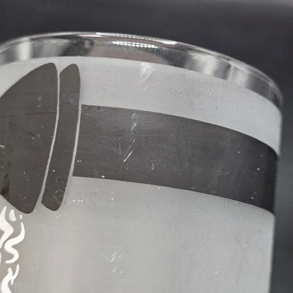 Vintage Culver Tuxedo Rocks Glass Mid Century Black Tie Cocktail‎ Barware